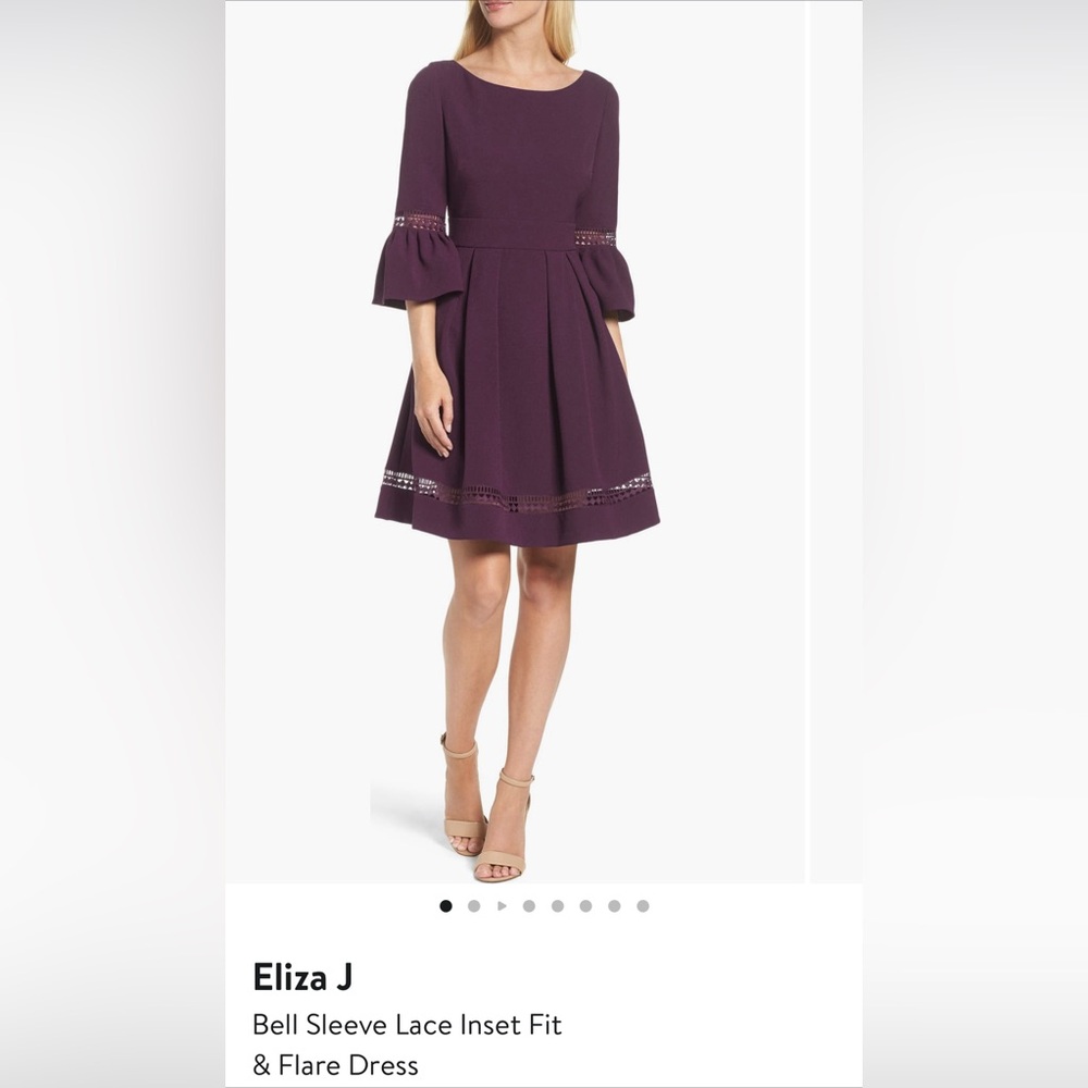 Black Eliza J Fit & Flare Dress with Lace Insets